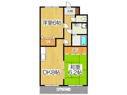 グランバード西野II(2DK/1階)の間取り写真