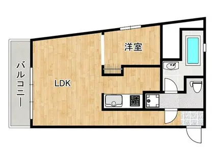 エルモス西新(1LDK/2階)の間取り写真