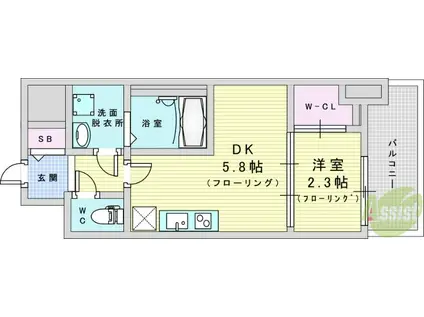 セレニテ江坂グランデ(1DK/14階)の間取り写真