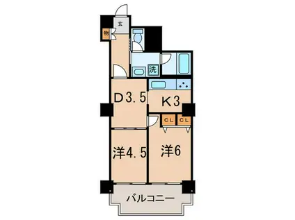 六本木ビュータワー(2DK/12階)の間取り写真