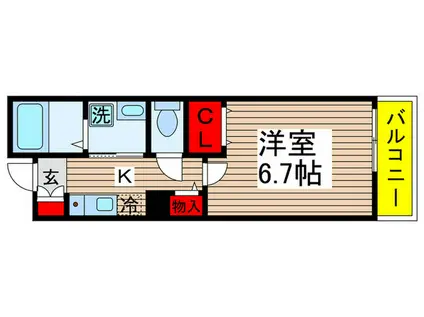 グランディール(1K/3階)の間取り写真