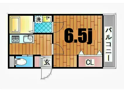 横浜元町ガーデン離宮A棟(1K/1階)の間取り写真