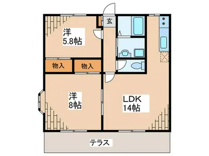 グランデュール高坂(2LDK/1階)の間取り写真