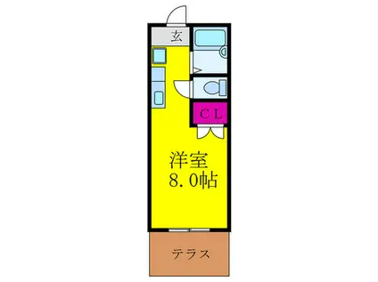 ビハーラ(ワンルーム/1階)の間取り写真