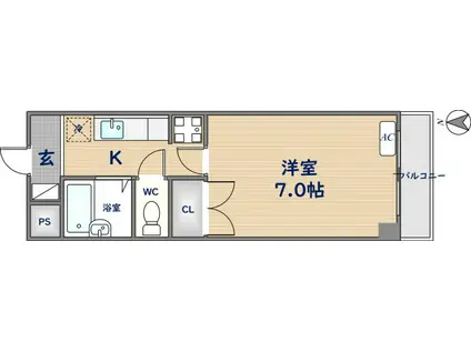 グレイス東洋(1K/3階)の間取り写真