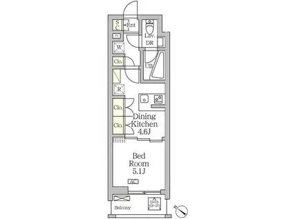 アジールコート松濤(1DK/2階)の間取り写真