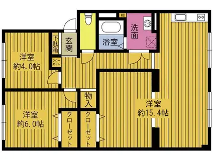 グランセノーテ滝尾(2LDK/5階)の間取り写真