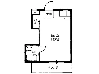 メルシーハイツ(ワンルーム/3階)の間取り写真