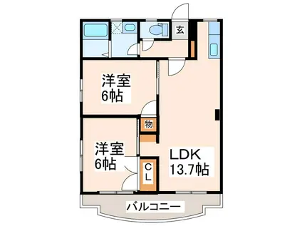 レジデンス新町(3DK/3階)の間取り写真