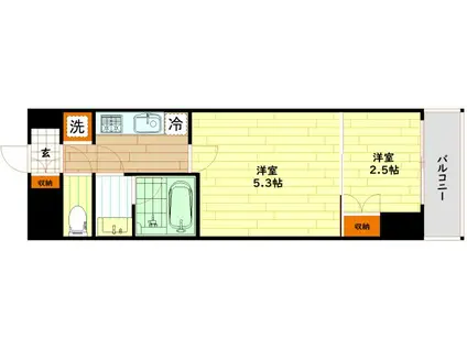 ウエリスアーバン守口(2K/2階)の間取り写真