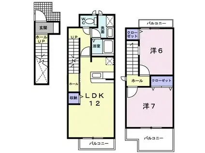 ハイフィールド(2LDK/2階)の間取り写真