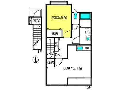 ネオハイム(1LDK/2階)の間取り写真