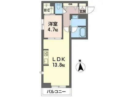 アンビシア西ノ内(1LDK/2階)の間取り写真