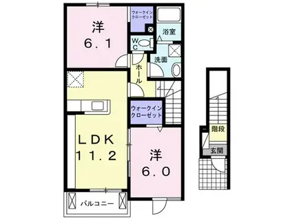フレージュ パラッツォ A(2LDK/2階)の間取り写真