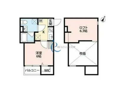 プランドール加美(1K/1階)の間取り写真