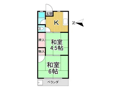 パルテール立花(2K/1階)の間取り写真