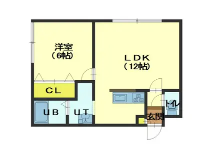 トクトラスト港(1LDK/3階)の間取り写真