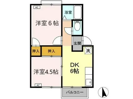 コーポしばた(2DK/2階)の間取り写真