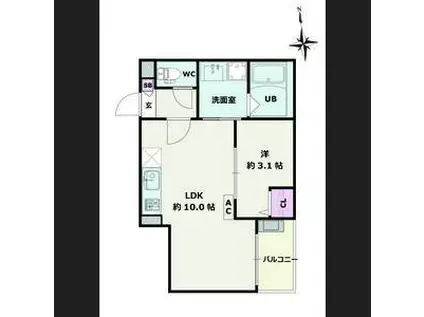 JACK HEIWA I(1LDK/3階)の間取り写真