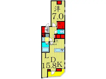 綾瀬プラチナビル(1LDK/4階)の間取り写真