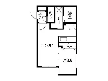REN FAULT白石 (1LDK/1階)の間取り写真