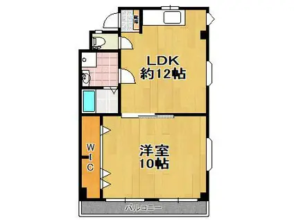 マンション忠岡(1LDK/4階)の間取り写真