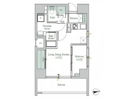 ONE ROOF FLAT TOGOSHI(ワンルーム/10階)の間取り写真