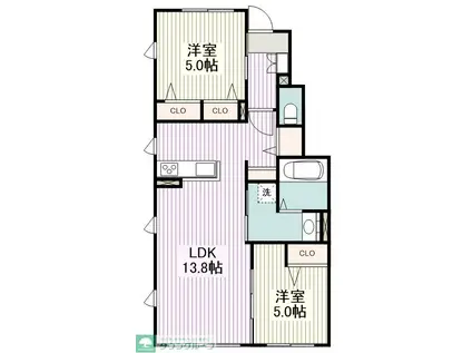 CASA VERDE(2LDK/1階)の間取り写真