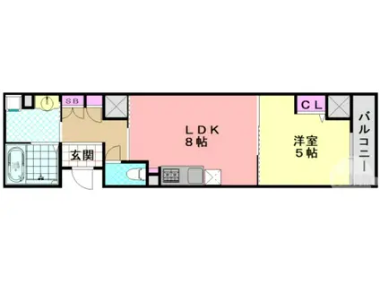 フォレストインサイド鳳(1LDK/3階)の間取り写真