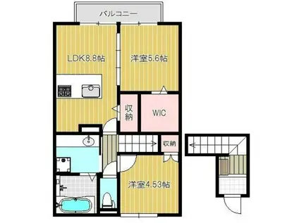 ローゼラルジュ(1LDK/2階)の間取り写真