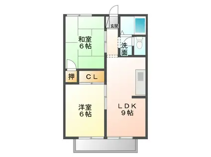 プレジール高茶屋(2LDK/1階)の間取り写真