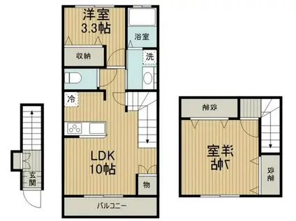 エスト野口町(1LDK/2階)の間取り写真