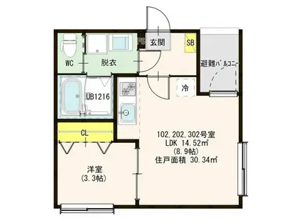 ALIVIO UCHIDABASHI(1LDK/1階)の間取り写真