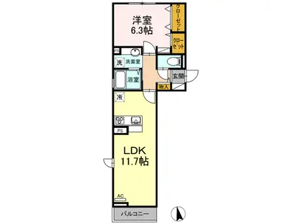 CASTLE上野(1LDK/2階)の間取り写真