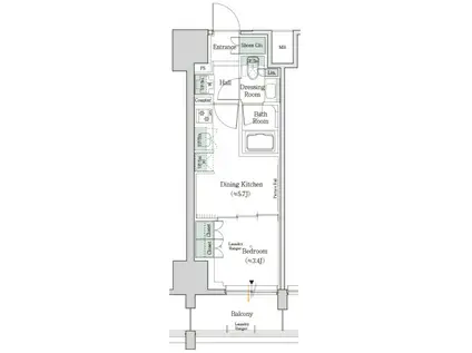 ONE ROOF RESIDENCE TAMACHI(1DK/7階)の間取り写真