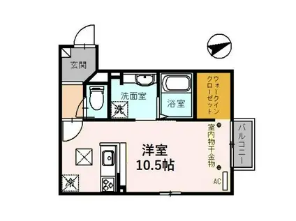 DIANTHUS(ワンルーム/1階)の間取り写真