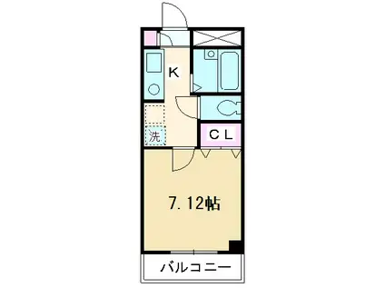 アークル(1K/6階)の間取り写真