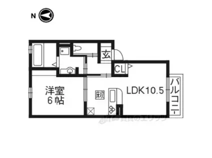 コンフォート西京極(1LDK/1階)の間取り写真