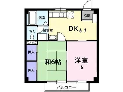 ハイツグランブルー(2DK/1階)の間取り写真