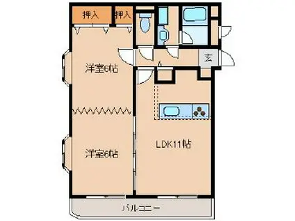 北四番丁 貸マンション(2LDK/1階)の間取り写真