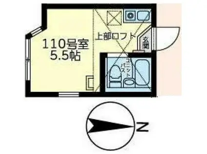 ユナイト川崎ロゼッタストーン(ワンルーム/1階)の間取り写真