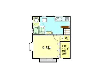 ぴあ殿町C棟(1K/2階)の間取り写真