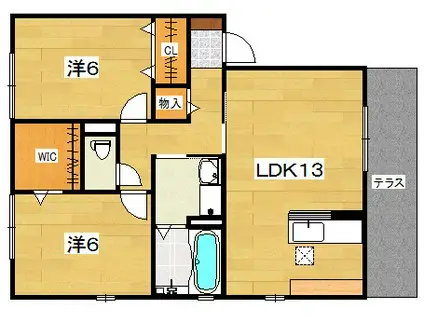 コージィコート星田B棟(2LDK/1階)の間取り写真