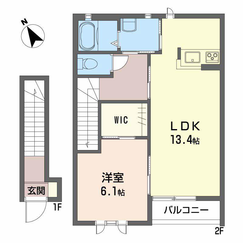 フルール東川口(1LDK/2階)の間取り写真
