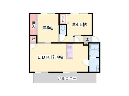 サンエステート小坂(2LDK/2階)の間取り写真