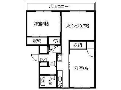 グランクレスト(2LDK/3階)の間取り写真