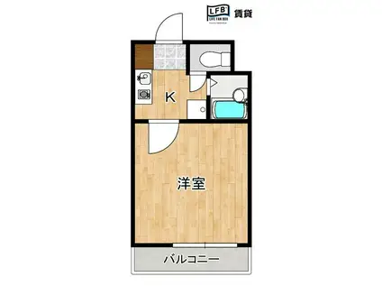 セントラルマンション(1K/9階)の間取り写真