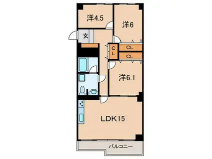 岡本エクセル(3LDK/1階)の間取り写真