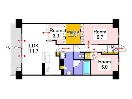ブランシエラ岡山(3LDK/13階)の間取り写真