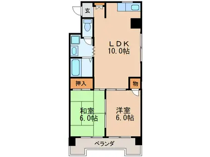 丸の内カジウラマンション(2LDK/5階)の間取り写真
